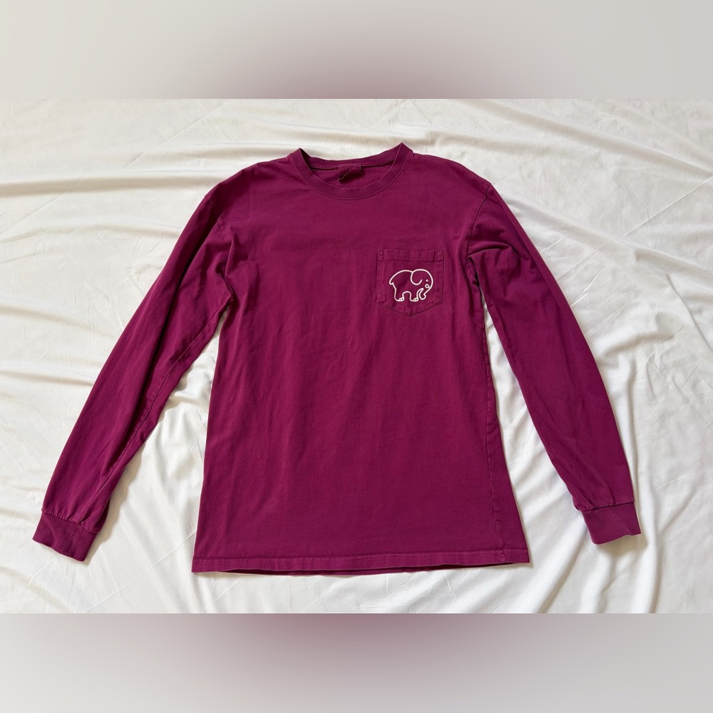 Ivory Ella Long Sleeve Tee - Burgundy